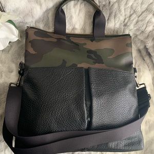 Charles Foldover Tote With Camo Print- Coach